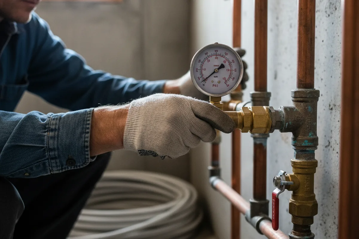 Pressure testing a repaired line during Water Line Repair in Posey